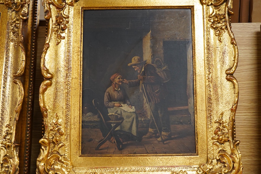 19th century, Italian School, Studies of beggars, unsigned, pair of oils on canvas, one inscribed ‘Zempinni’, verso, 29 x 22cm, gilt frames